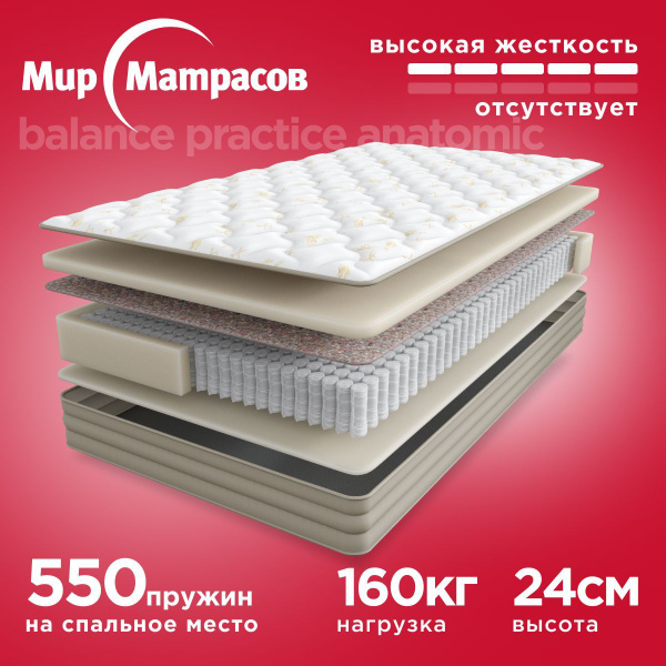 Матрас Мир Матрасов Balance Practice Anatomic, Независимые пружины, 140 ...