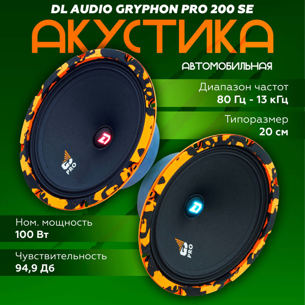 Динамики автомобильные DL Audio Gryphon Pro 200 SE, мидбас динамики 20 ...