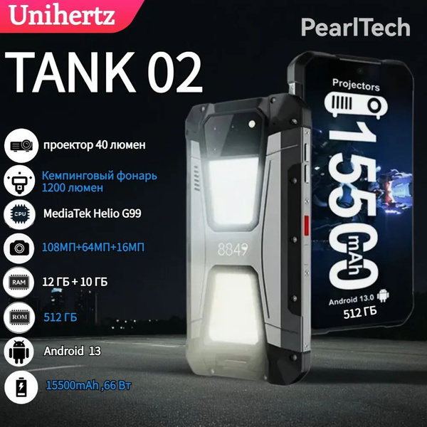Смартфон Unihertz Tank 2 512 GB 512 ГБ 12 ГБ Черный OLED/AMOLED 2 SIM ...