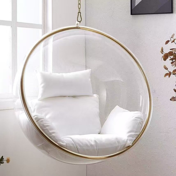 Подвесное кресло Bubble сhair (Бабл) прозрачное_Белый, 106х65х106 см ...
