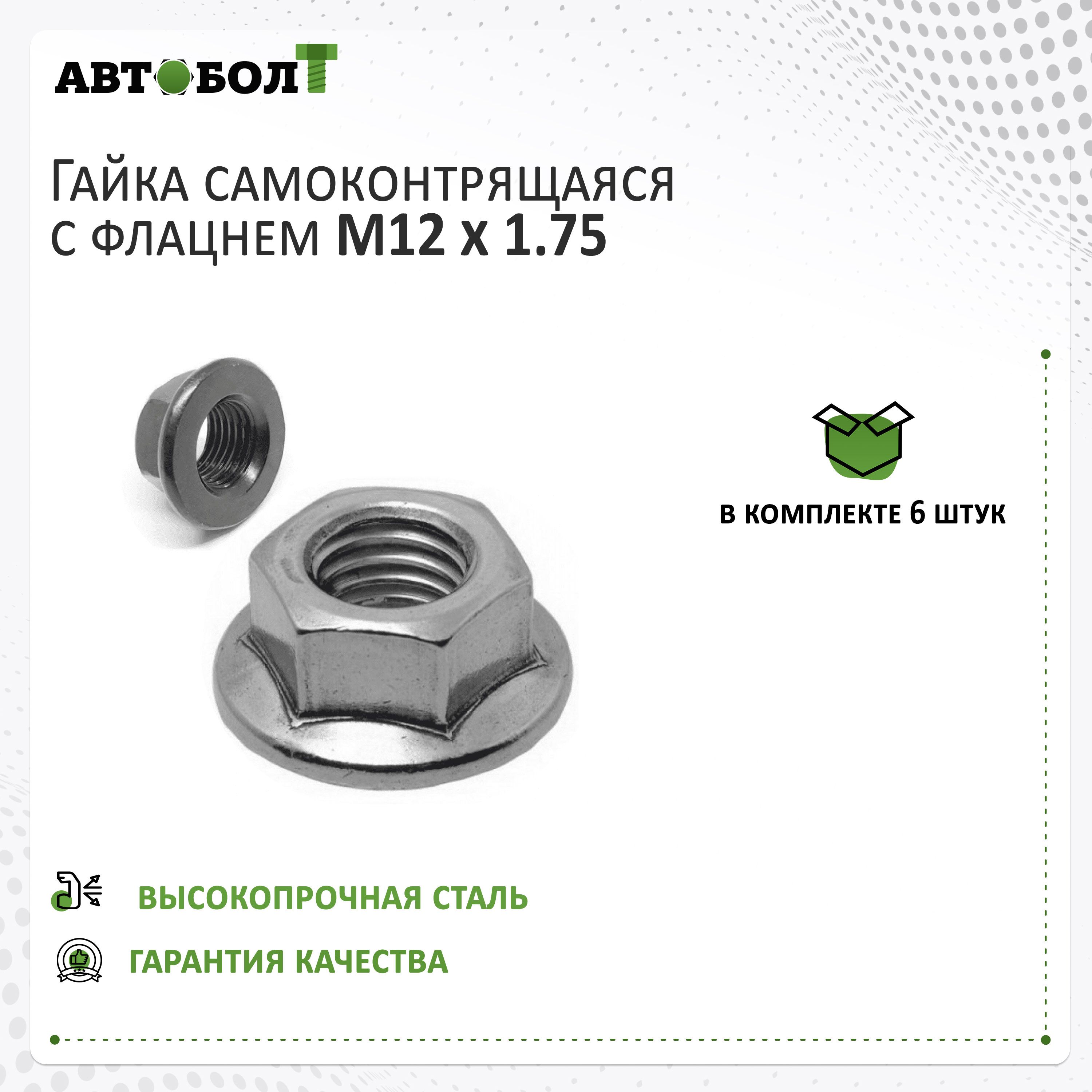 ГайкасамоконтрящаясясфланцемM12x1.75,6штук