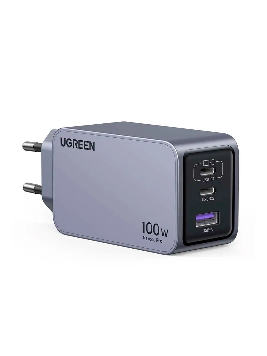 СетевоезарядноеустройствоUgreenX757USBA+2USBCNexodePro100WGaNTechFastChargerскабелемType-C1.5м(25874),серый