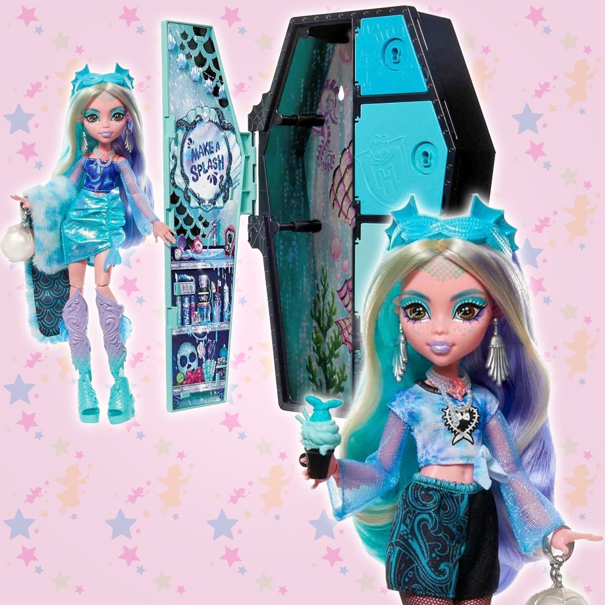 Кукла Лагуна Блю Monster High со шкафчиком для нарядов, 19 сюрпризов -  купить с доставкой по выгодным ценам в интернет-магазине OZON (1505734203)