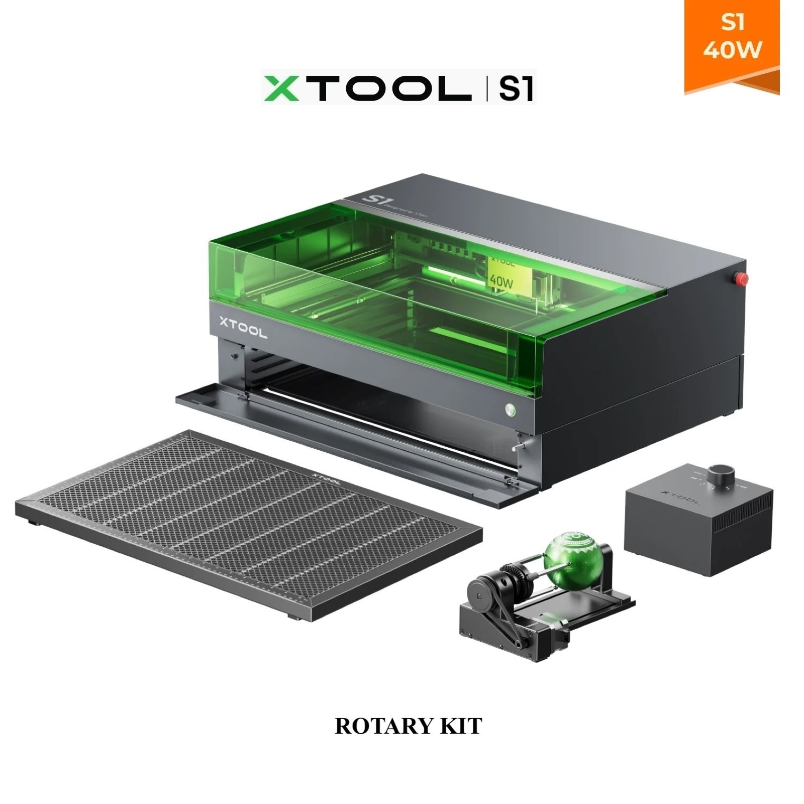 Станок для лазерной резки и гравировки xTool S1 40W Rotary Kit