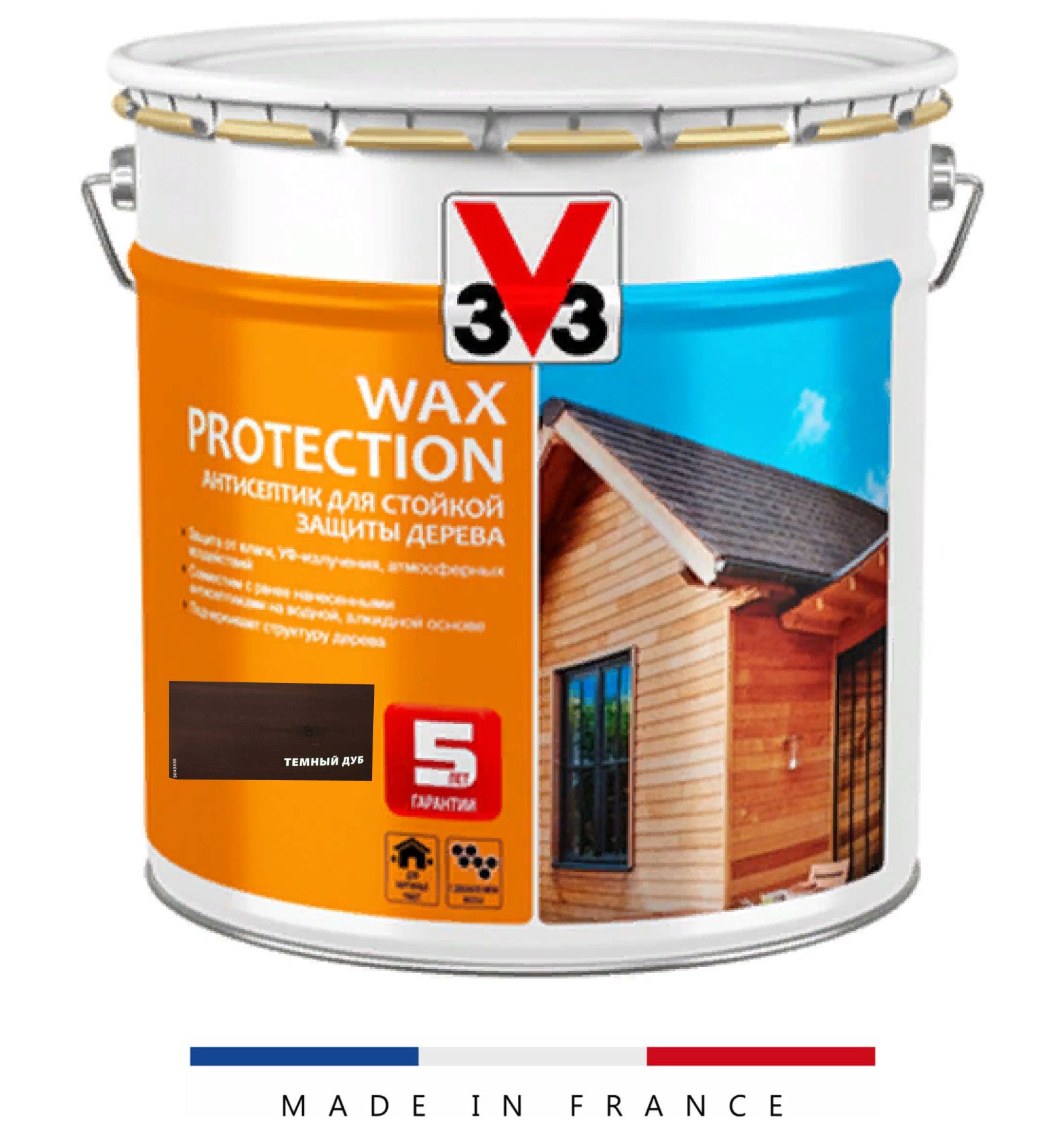 Антисептик для дерева с воском алкидный Wax Protection 9л, Темный Дуб