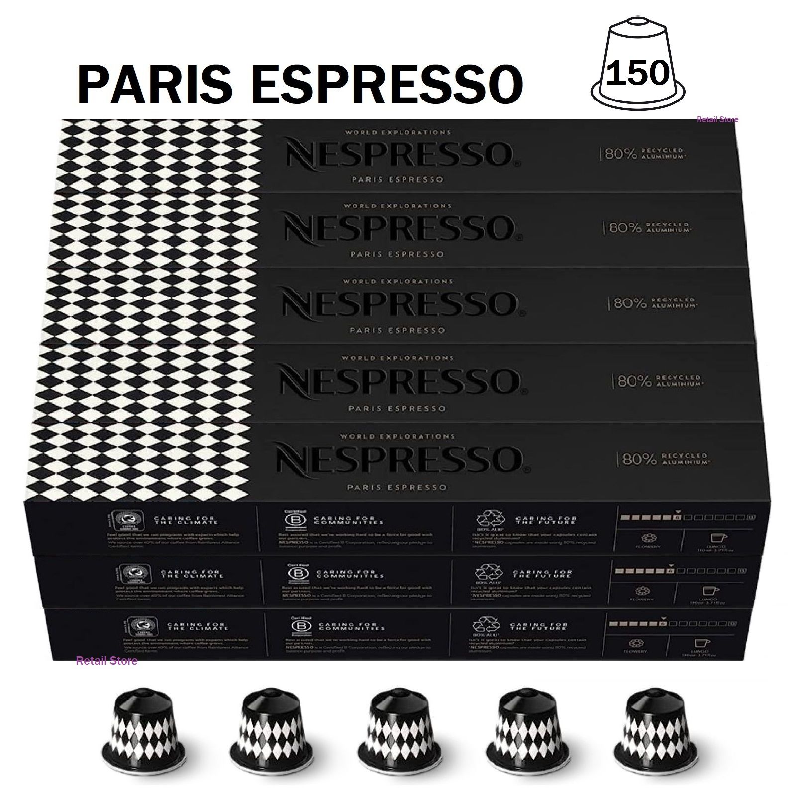 Набор кофе Nespresso PARIS ESPRESSO, 15 упаковок (150 капсул)