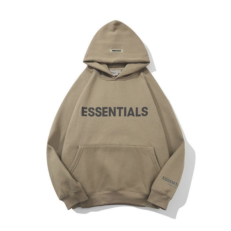 Fear of god essentials hoodie khaki sale