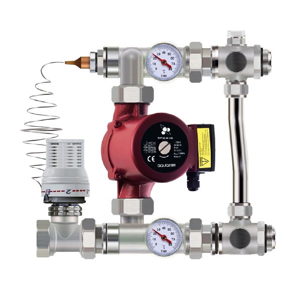 Насосно-смесительный узел для систем отопления 1" Вн./Нар., без насоса, TIM, JH-