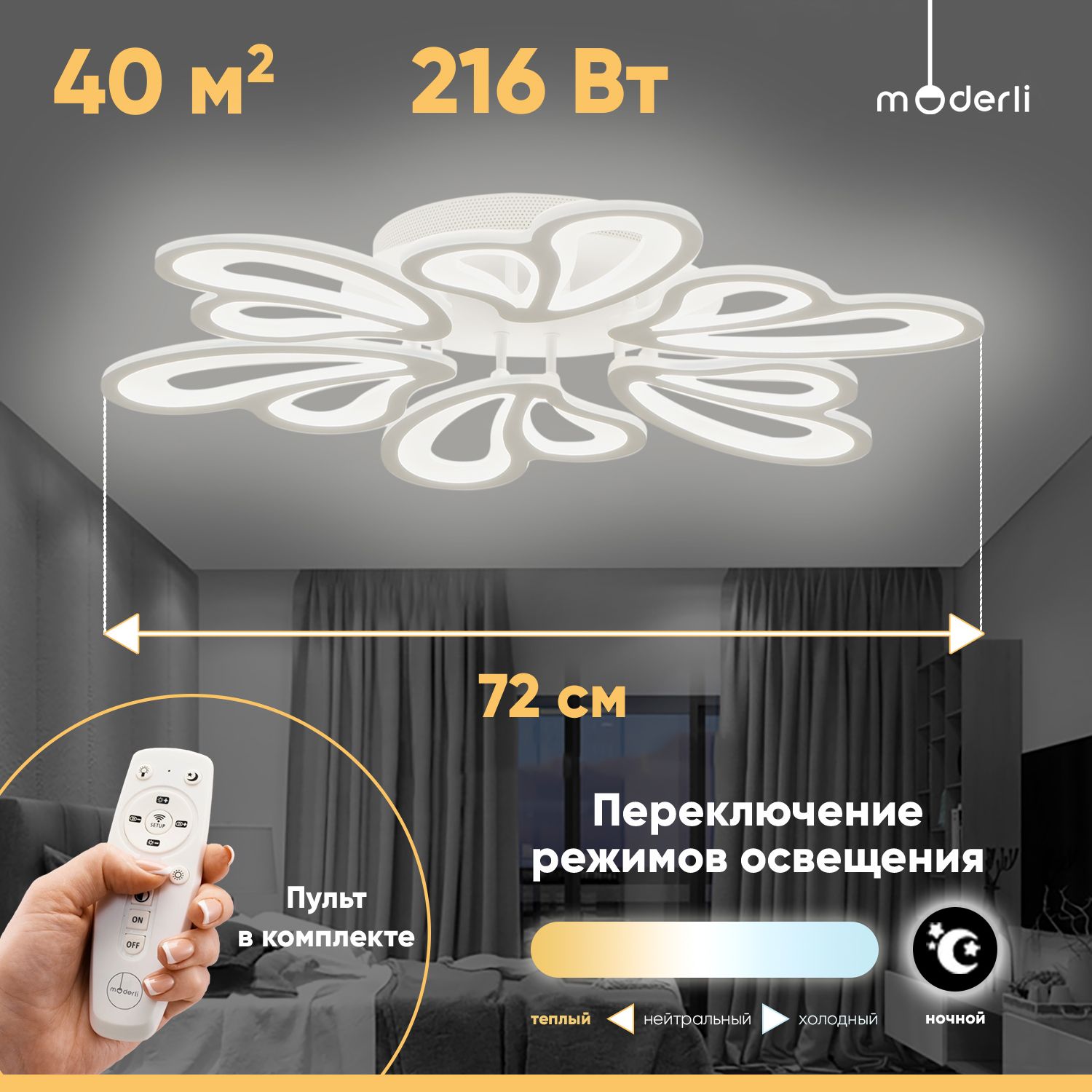 ModerliЛюстрапотолочная,LED,216Вт