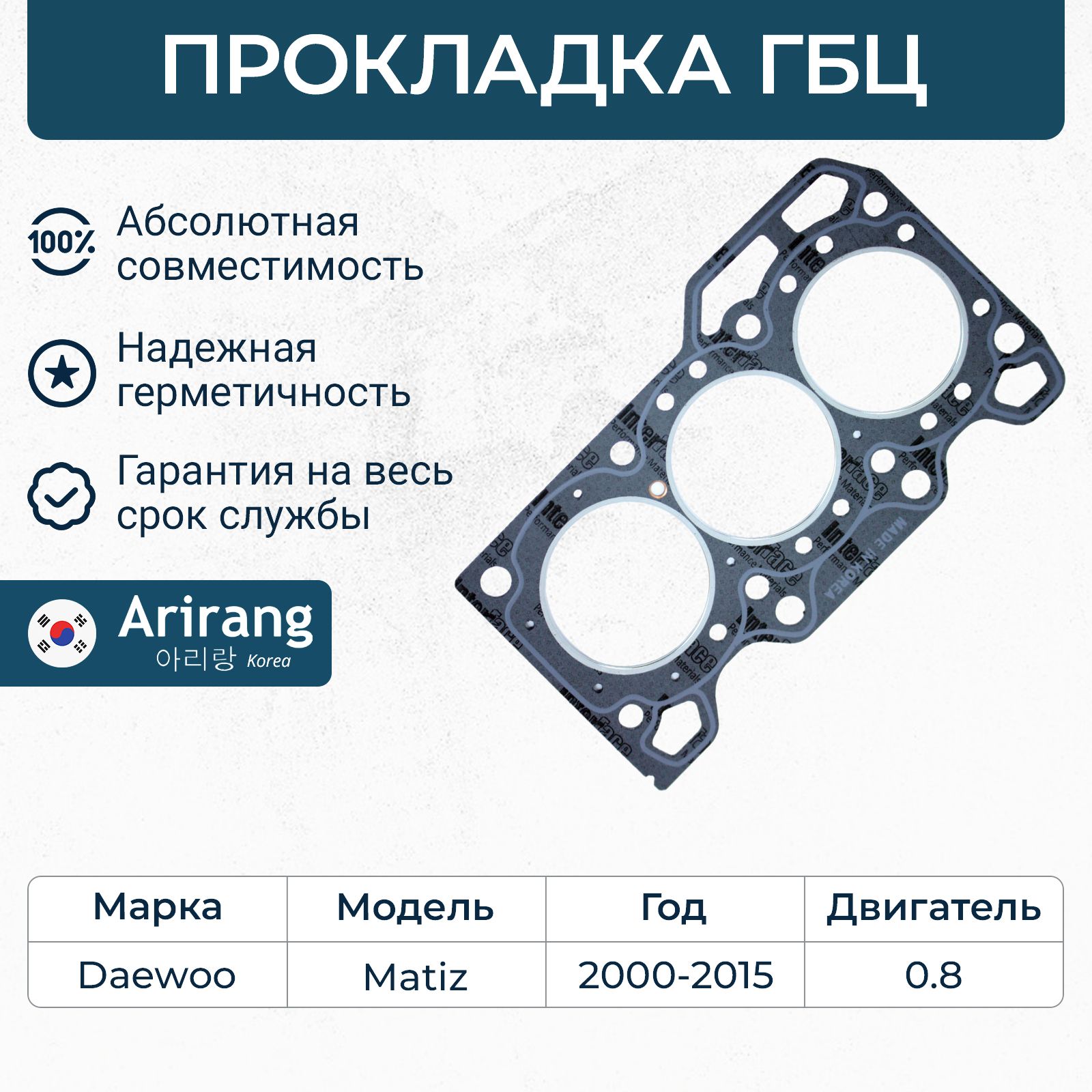 Прокладка головки блока для Daewoo Matiz 0.8, Дэу Матиз / OEM 94580082