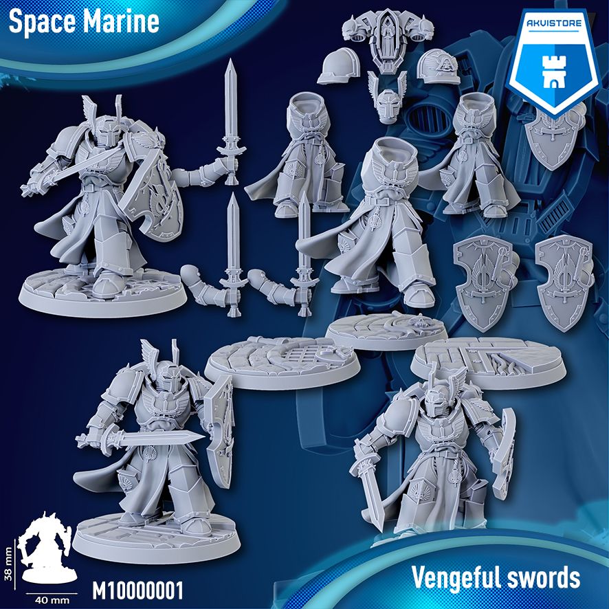 Космическиедесантники(SpaceMarine)-Vengefulswords32ммминиатюра3DпечатьWarhammer40000