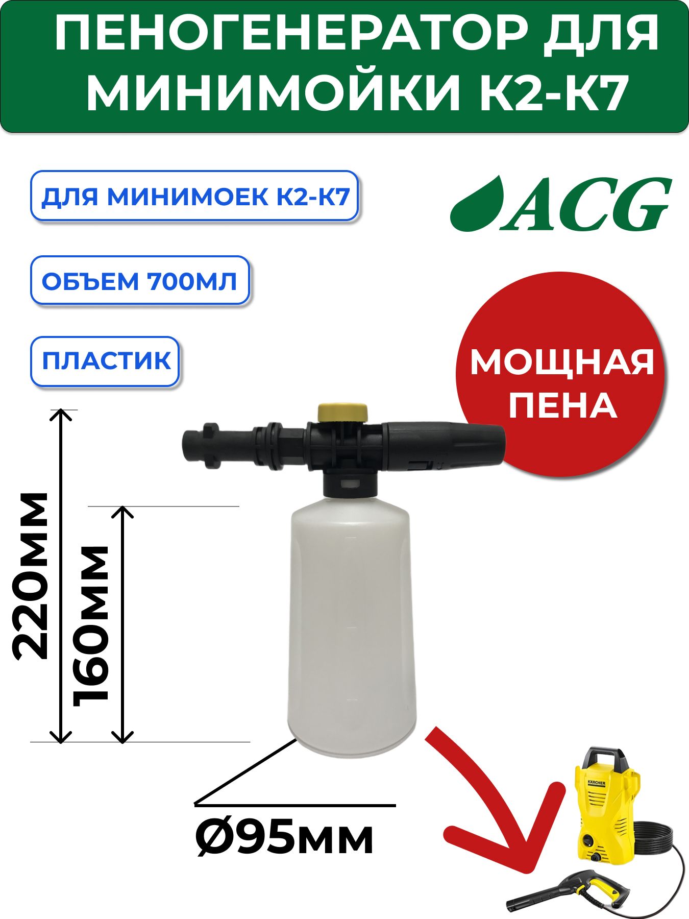 FG-06 Инжектор бытовой с бутылкой для моек Karcher К2-К7 1/20