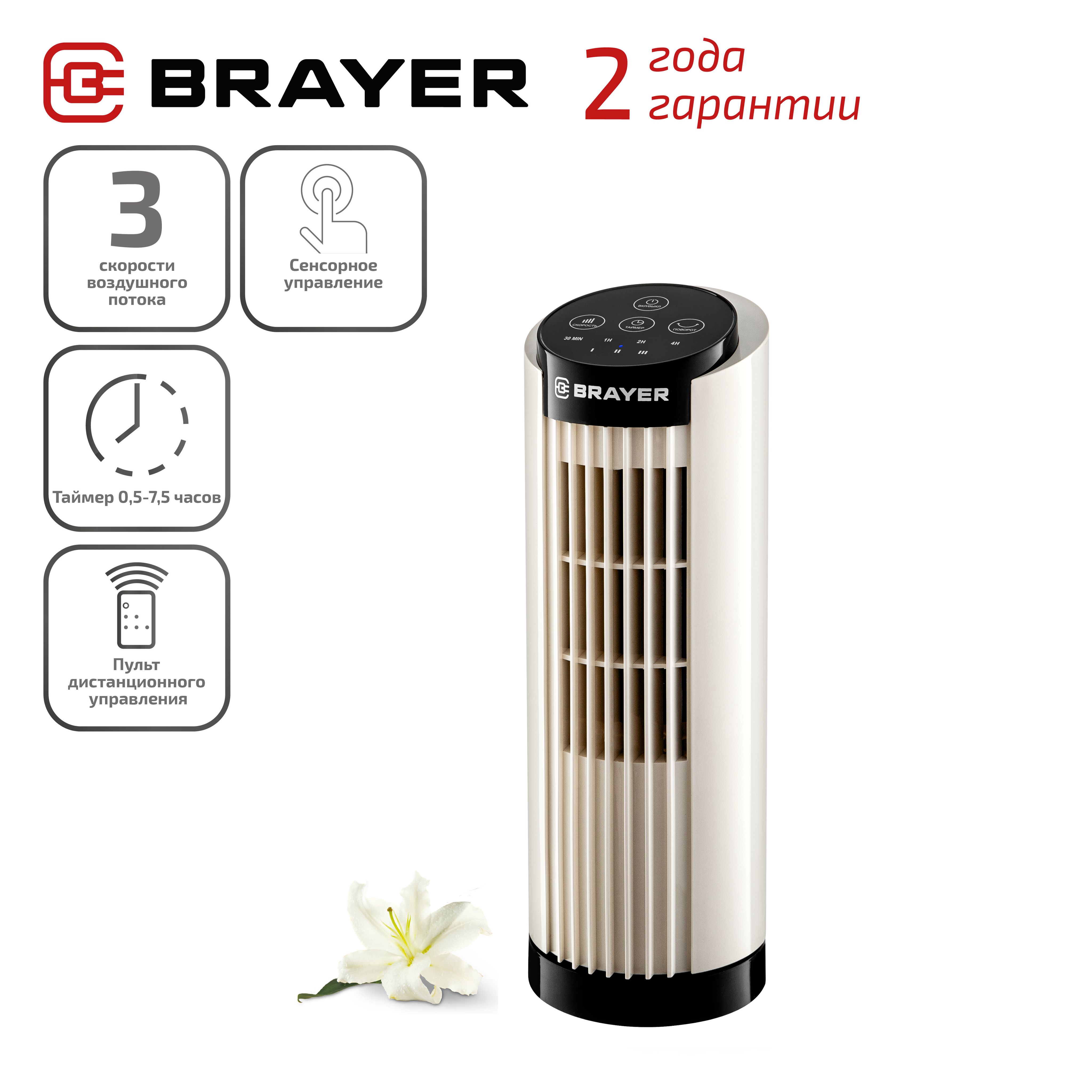 Настольный вентилятор BRAYER BR4979, Сенсорное управление, пульт ДУ