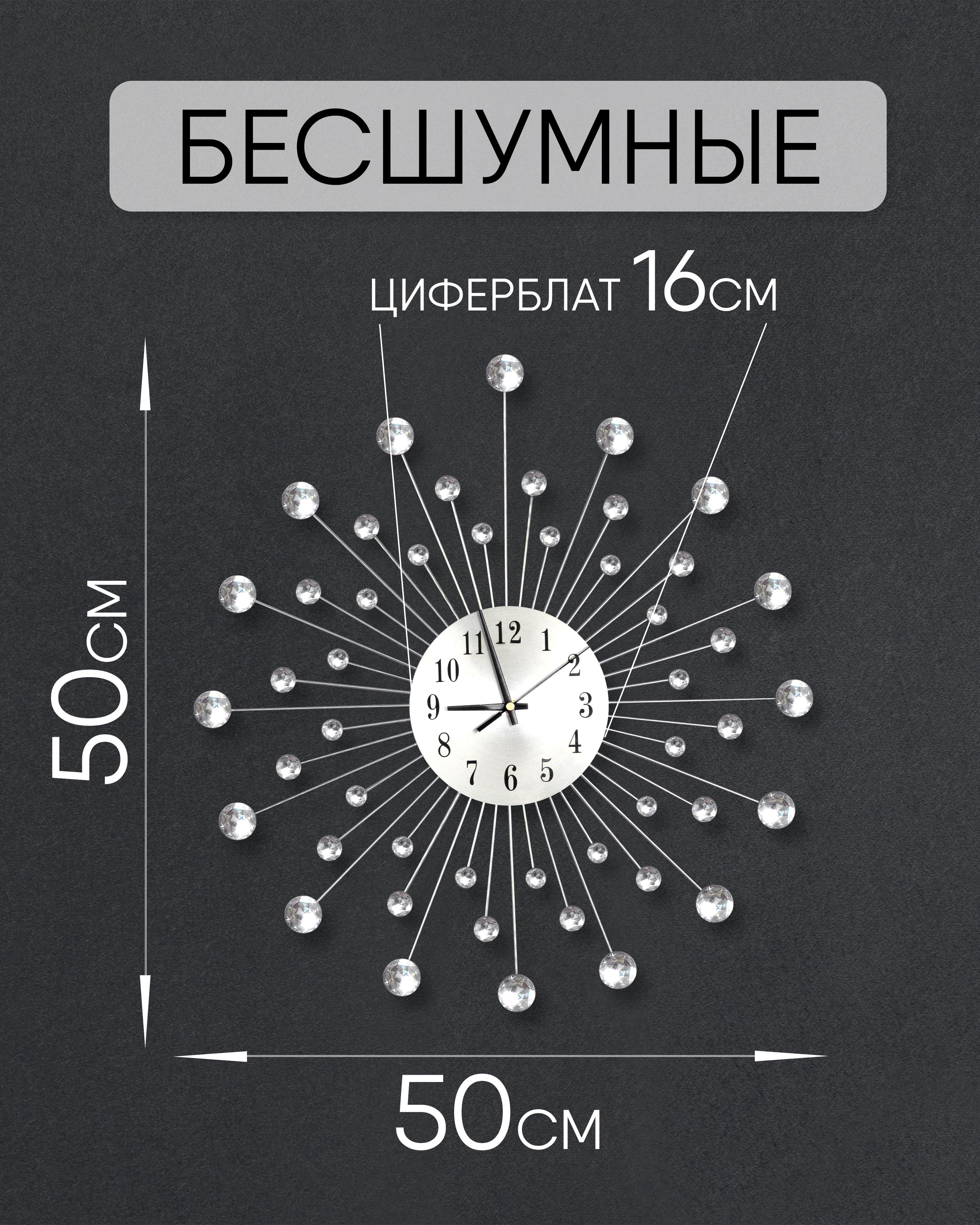 Часы настенные бесшумные со стразами в стиле лофт 50 см INNAVI / Декор для  дома 3d - купить по низкой цене в интернет-магазине OZON (1402215707)