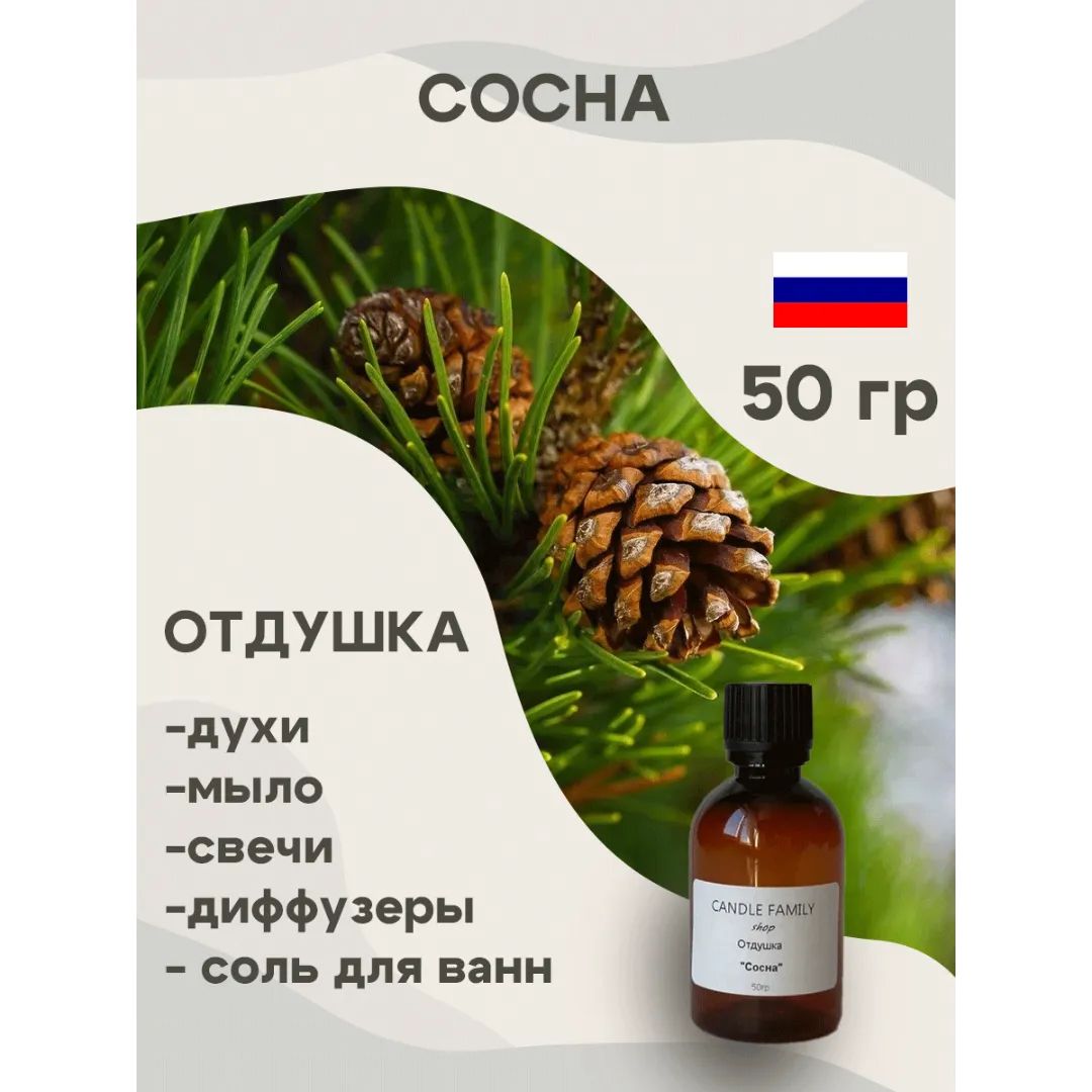 Отдушка для свечей Сосна 50 мл, Аромат для мыла и диффузоров Россия