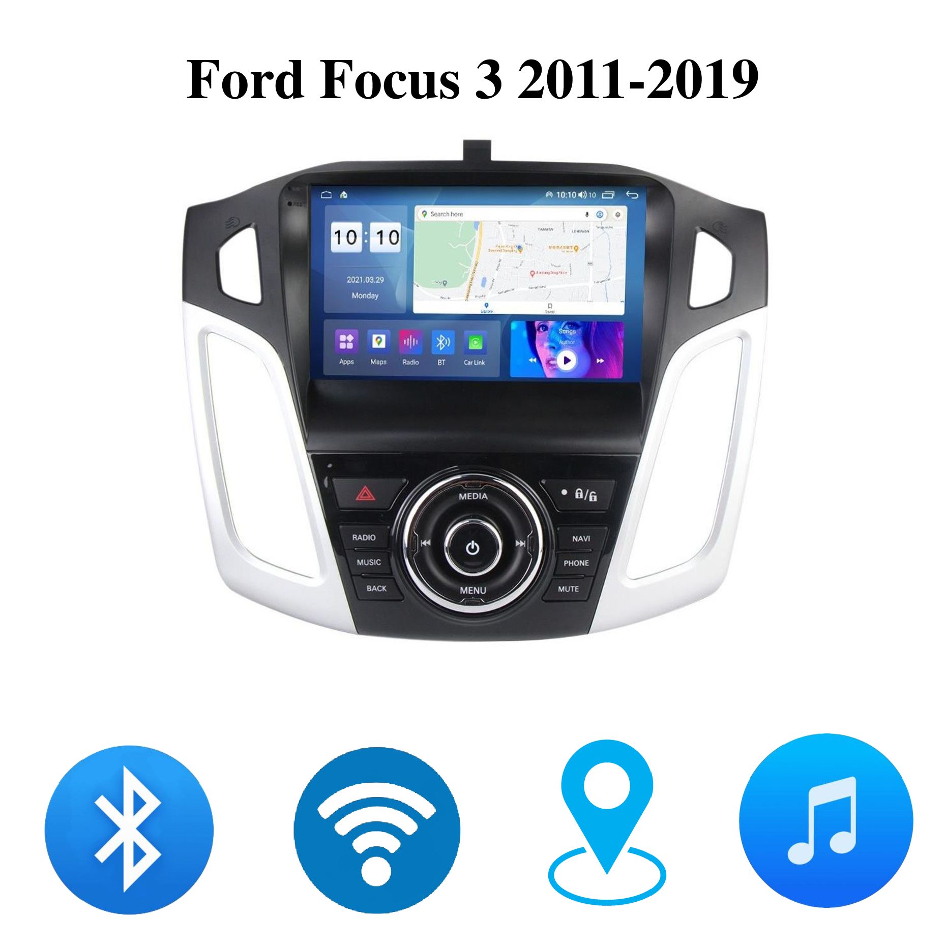 Штатная Android магнитола V1 для Ford Focus 3 2011-2019 , 2-32 Wi-Fi,  Bluetooth, GPS, Эквалайзер, Мульти-рульШтатное место - купить в  интернет-магазине OZON с доставкой по России (1381076128)