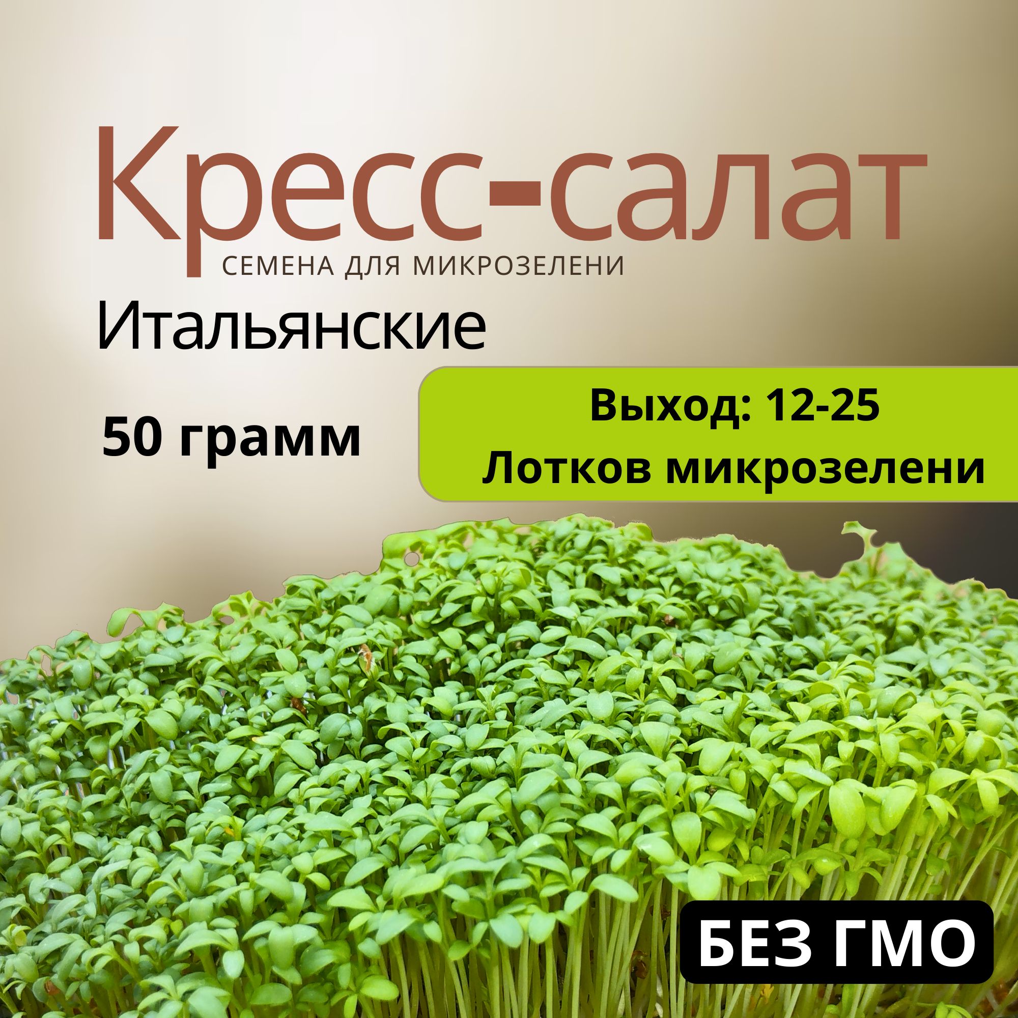 Семена кресс салата для проращивания микрозелени 50 грамм