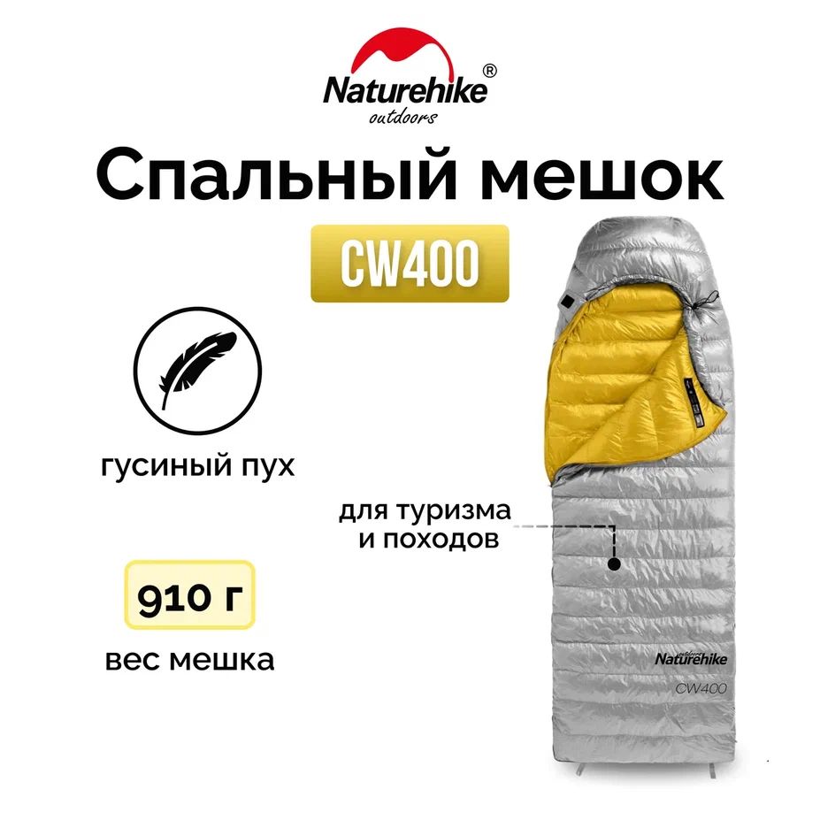 МешокспальныйNaturehikeCW400NH18C400-Dсгусиннымпухомсерый,размерM,6927595766354