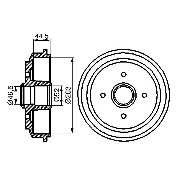 Барабан тормозной для Форд Фьюжн 2002-2012, Ford Fusion барабан тормозной BOSCH 0 986 477 149, oem 1507055