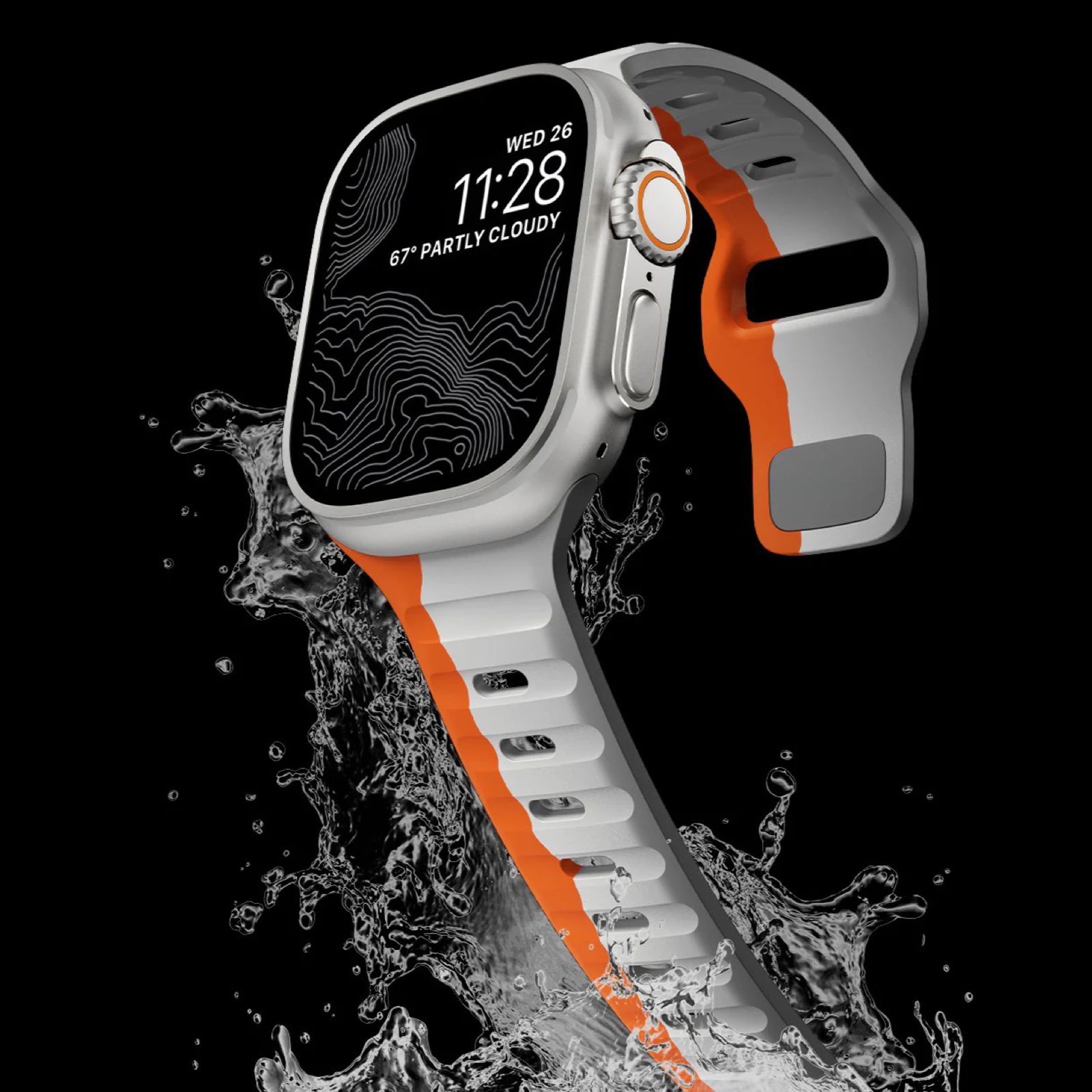 Силиконовыйремешок,браслетдляAppleWatchразмер42444549mm,серо-оранжевый