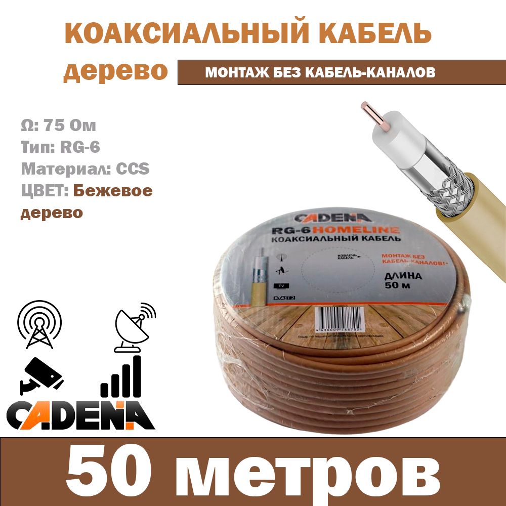 КабелькоаксиальныйRG-6HomelineCADENA(50метров)