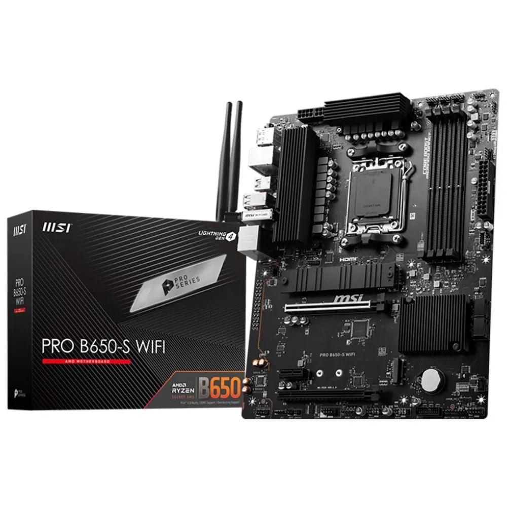 Материнская плата MSI PRO B650-S WIFI (B650, AMD AM5, 192 ГБ, PCIE 4.0), PRO B650-S WIFI