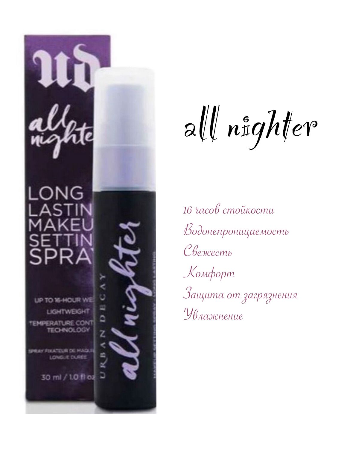 Urban Decay Спрей для закрепления макияжа All Nighter long lasting makeup setting spray 30 ml