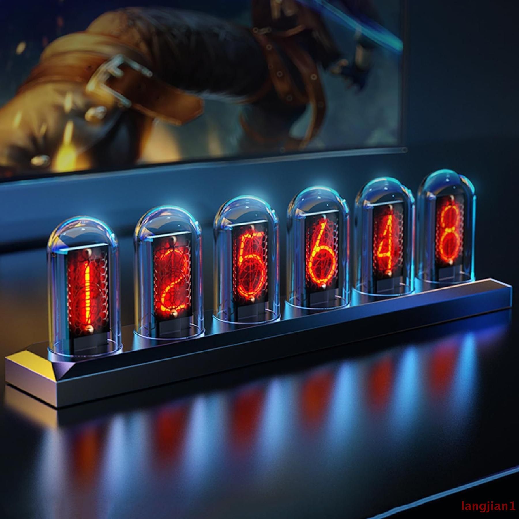 Цифровой IPS Цветной Экран Quasi Nixie Tube Clock Настольный творческий будильник таймер