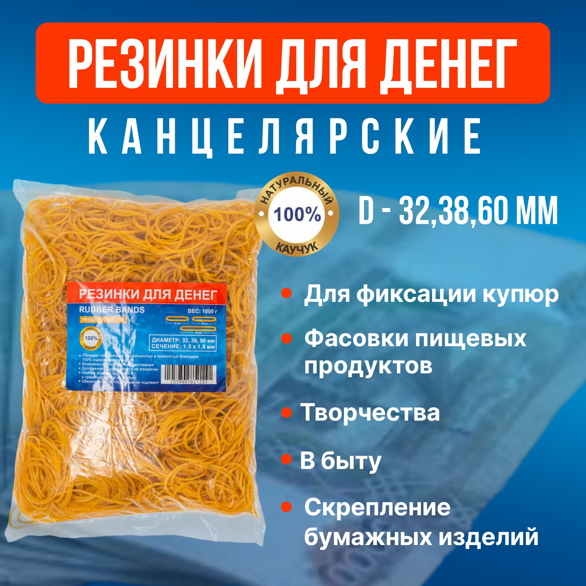 Банковские резинки для денег канцелярские