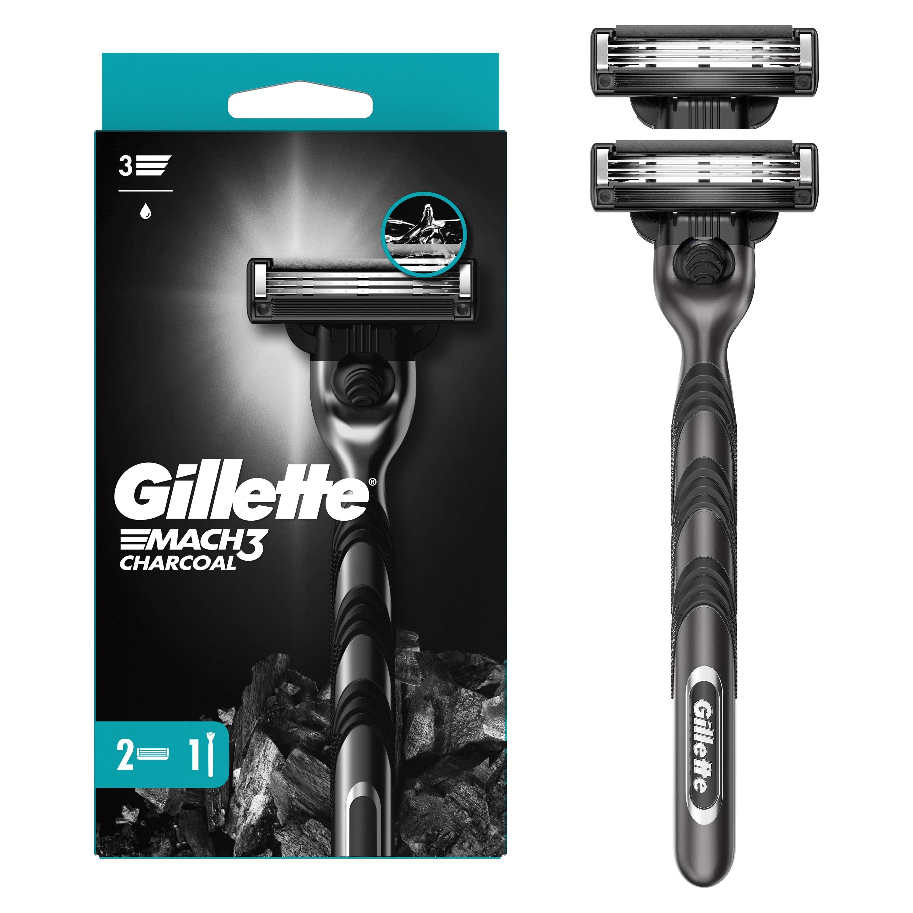 GILLETTE  MACH3 Charcoal Бритва со сменными кассетами для бритья 2шт