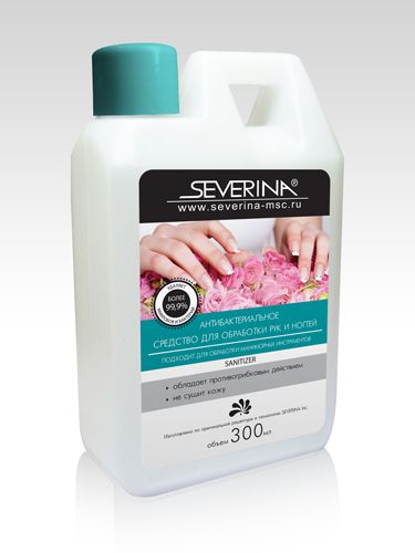 Severina Sanitizer, Антибактериальное средство для обработки рук и ногтей, 300 мл.