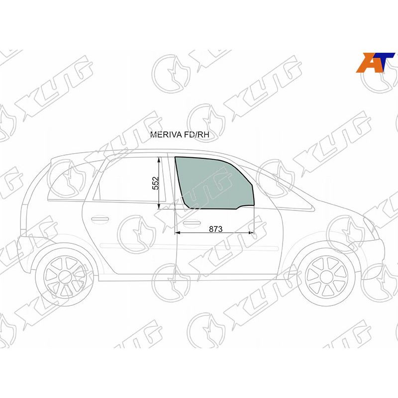 Стекло двери передней правой для Опель Мерива А 2003-2010, Opel Meriva A стекло двери передней правой XYG MERIVA FD/RH