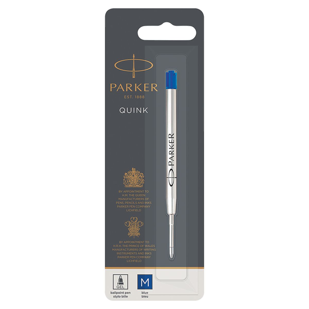 Стержень для ручки шариковый объемный Parker "QuinkFlow Ball Point" синий, 98мм, 1,0мм, метал. корпус, блистер (1950371)