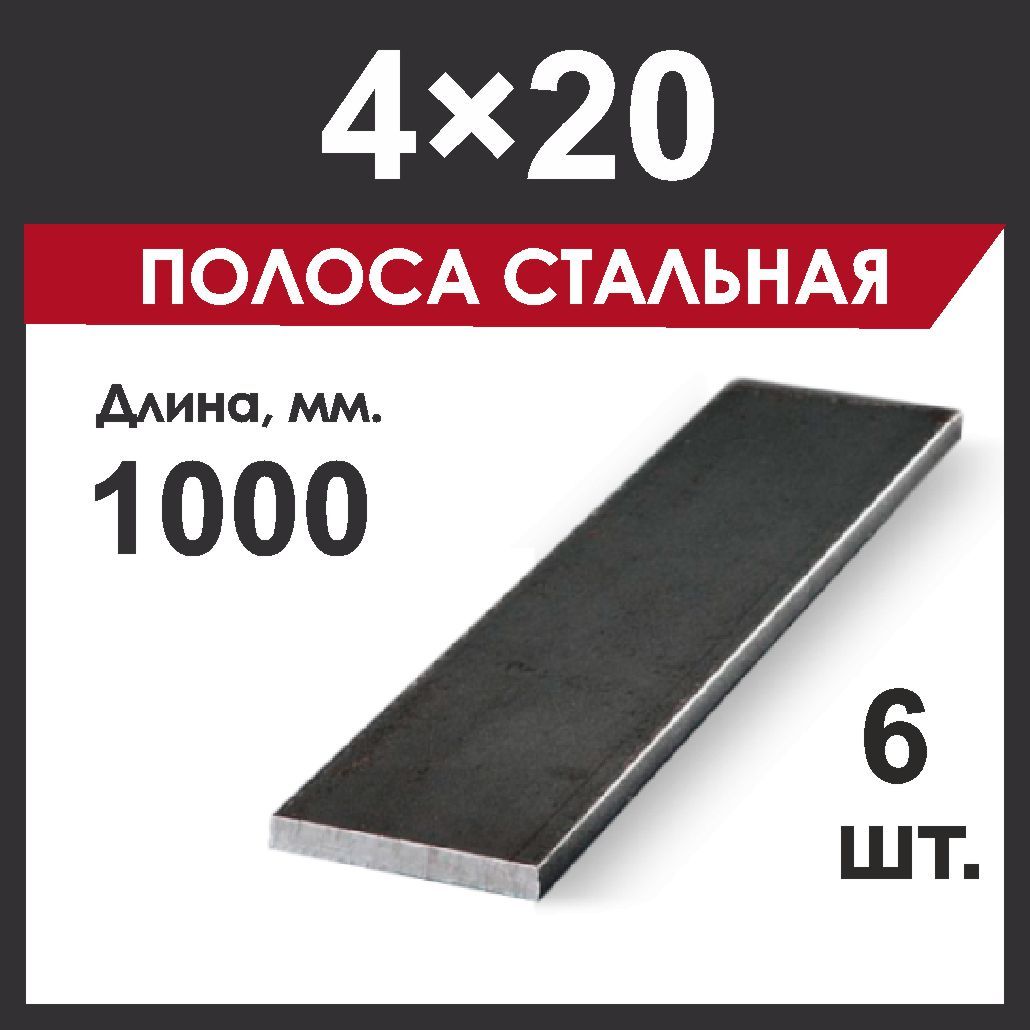 Полоса 4х20 мм, стальная. Длина 1000 мм.