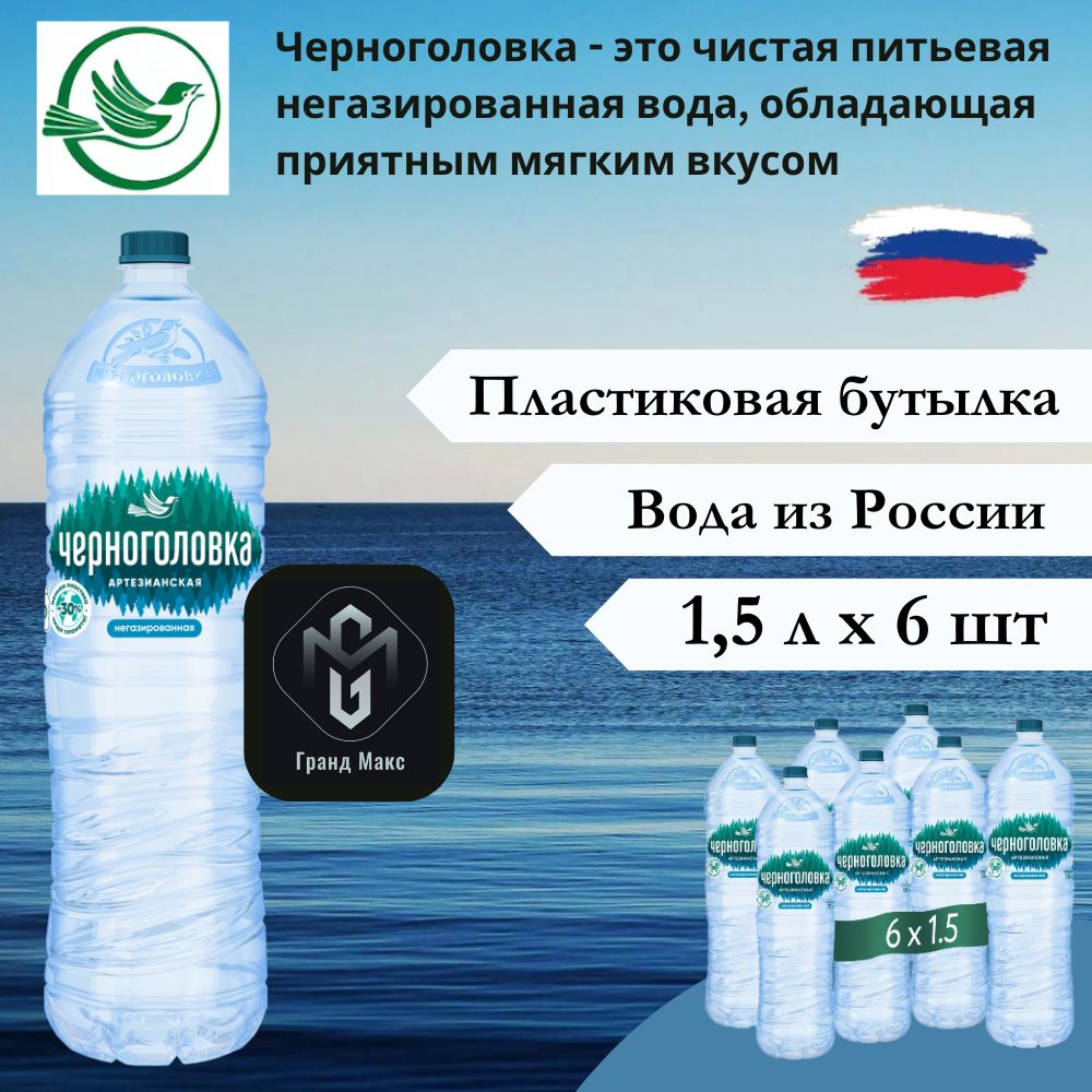 Вода артезианская Черноголовка, негазированная, 1,5 л х 6 бутылок, пэт