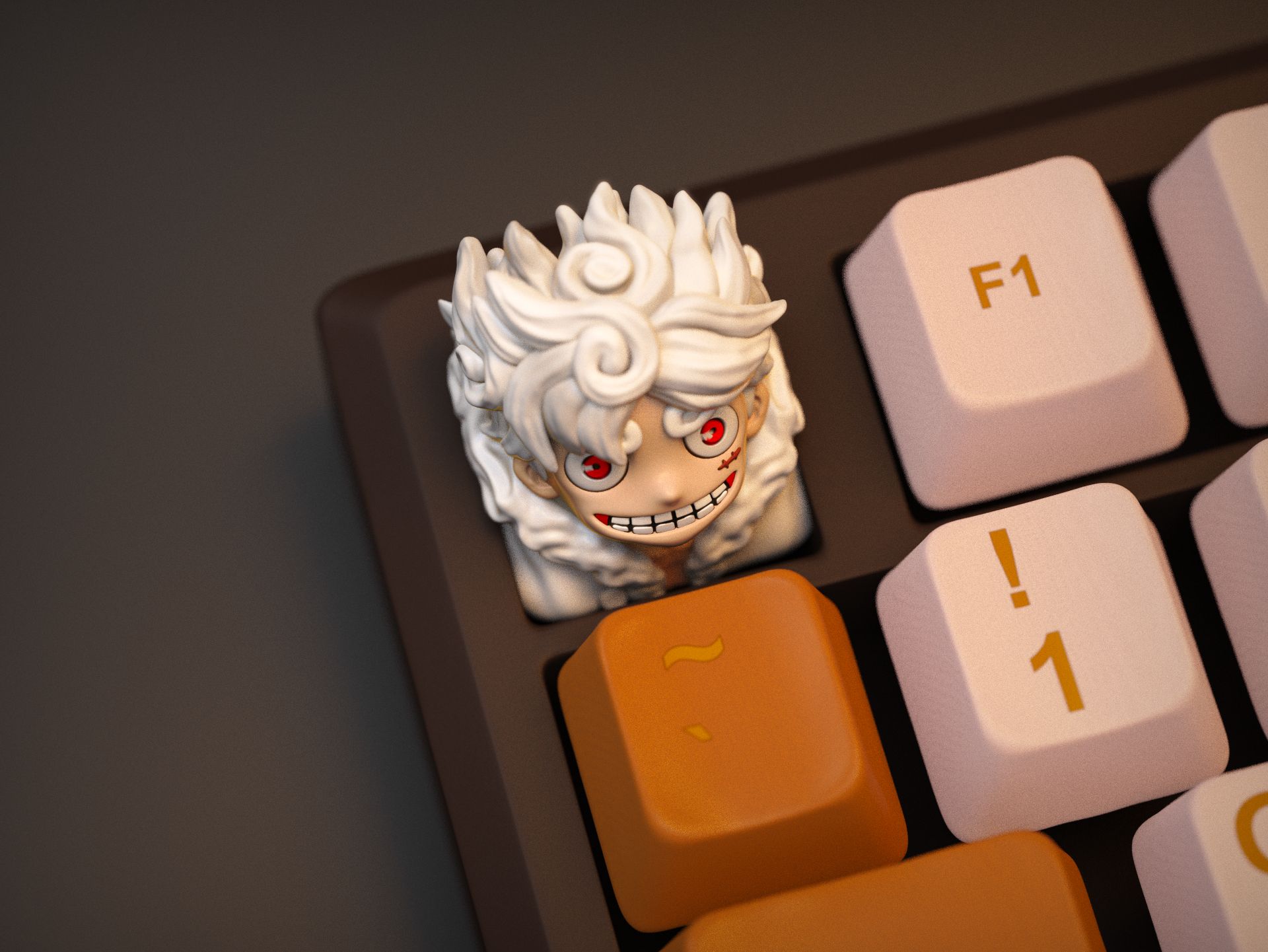 Аниме кейкап Luffy Gear 5 (One Piece, Keycap), серый, неокрашенный