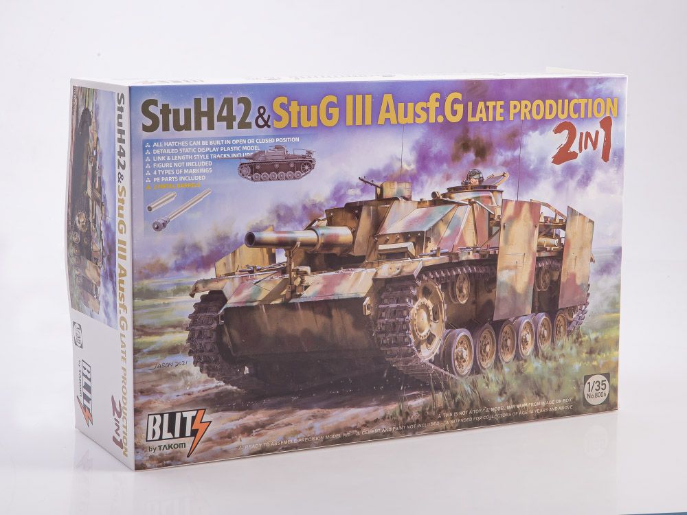 Сборная модель танка StuH 42 & StuG III Ausf. G Late Production 2in1 8006, масштаб 1/35