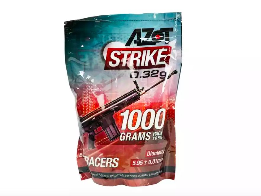 Шары для страйкбола Азот Azot Strike Tracers 0,32г трассирующие (3100 штук, 1кг)