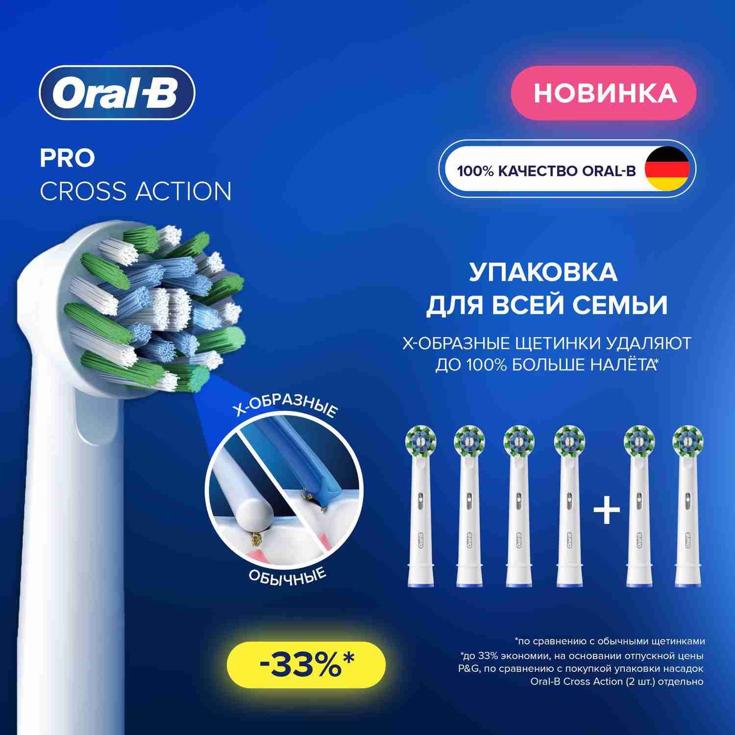 насадки для электрической зубной щетки Oral-B Pro Cross Action, 6 шт..