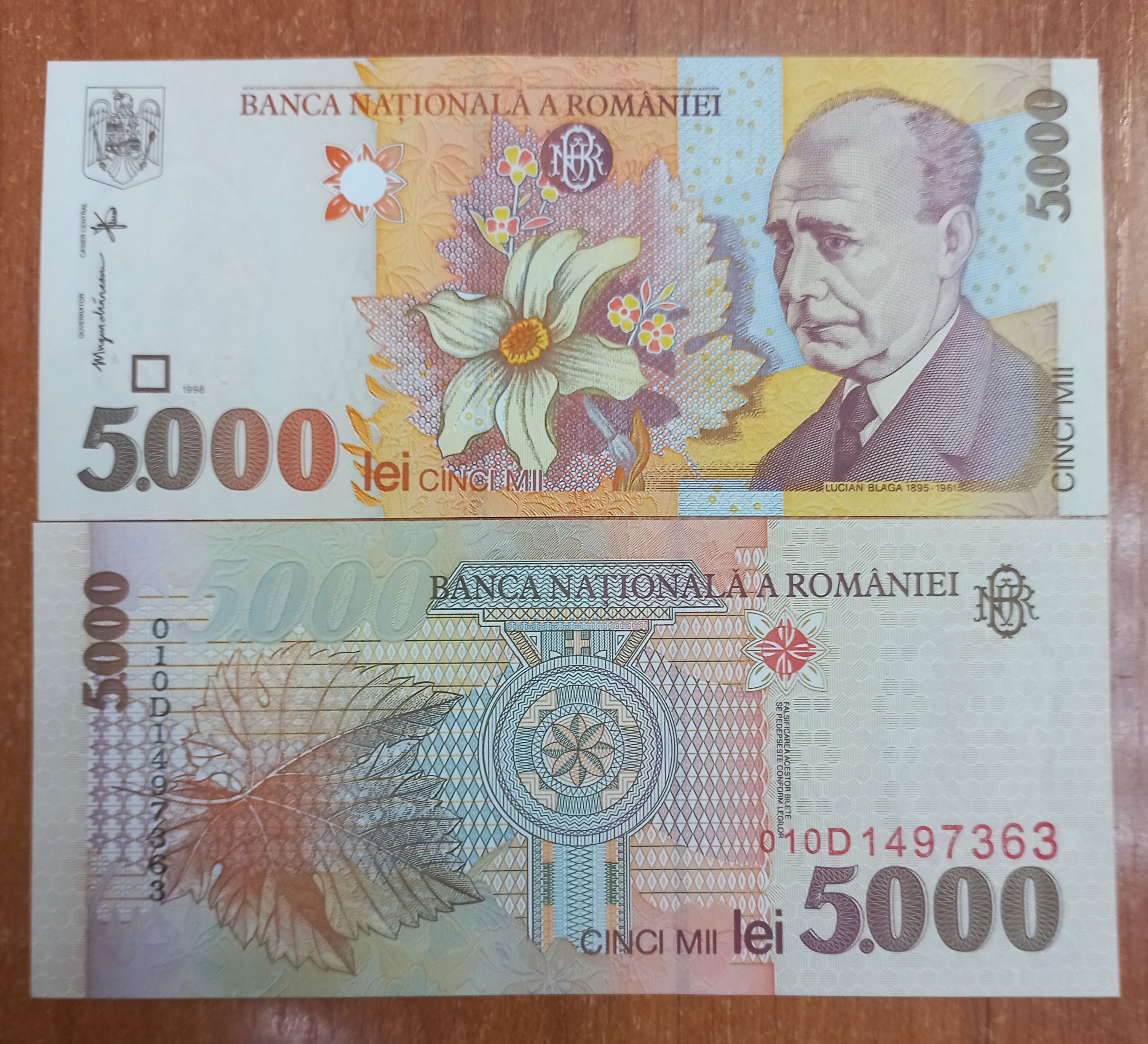 Банкнота Румыния 5000 лей 1998 UNC