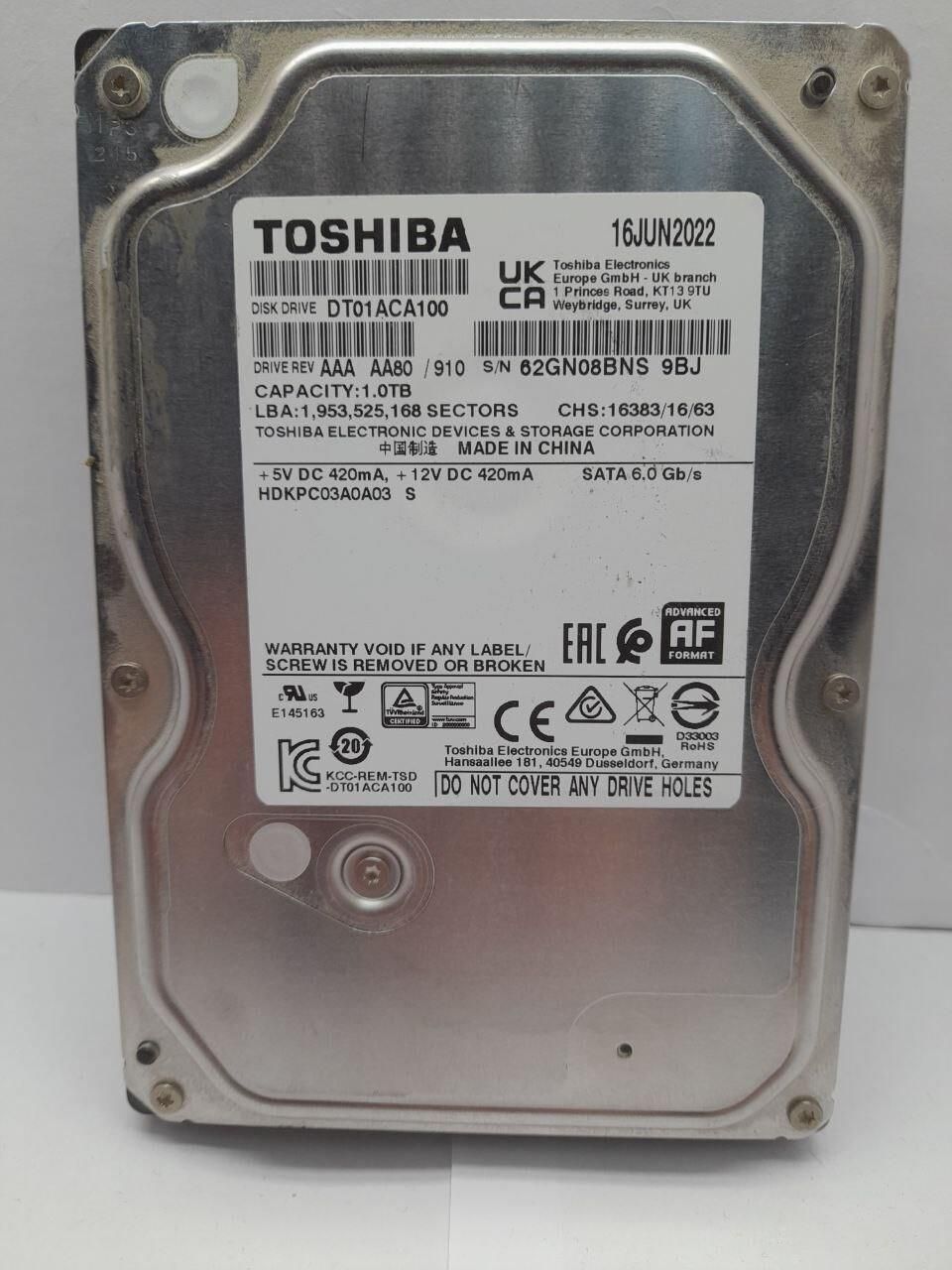 ToshibaВнутреннийжесткийдиск(ЖесткийдискToshibaDT01DT01ACA1001tb)