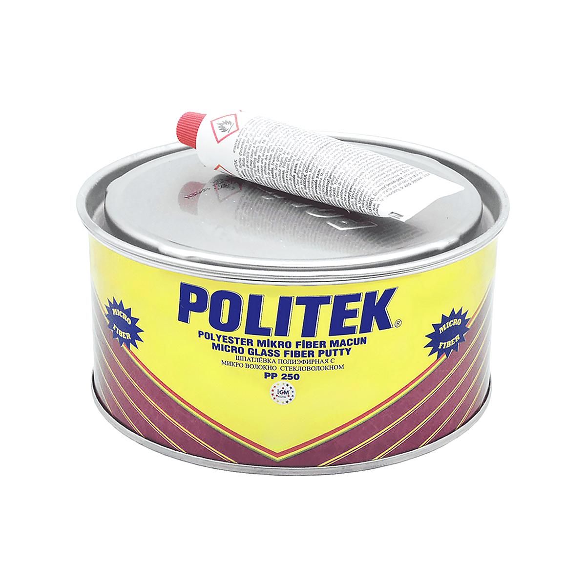 POLITEK PP-250 Micro Glass Fiber Шпатлевка автомобильная со стекловолокном (автошпатлевка политек с микростекловолокном) 1,6 кг. с отвердителем