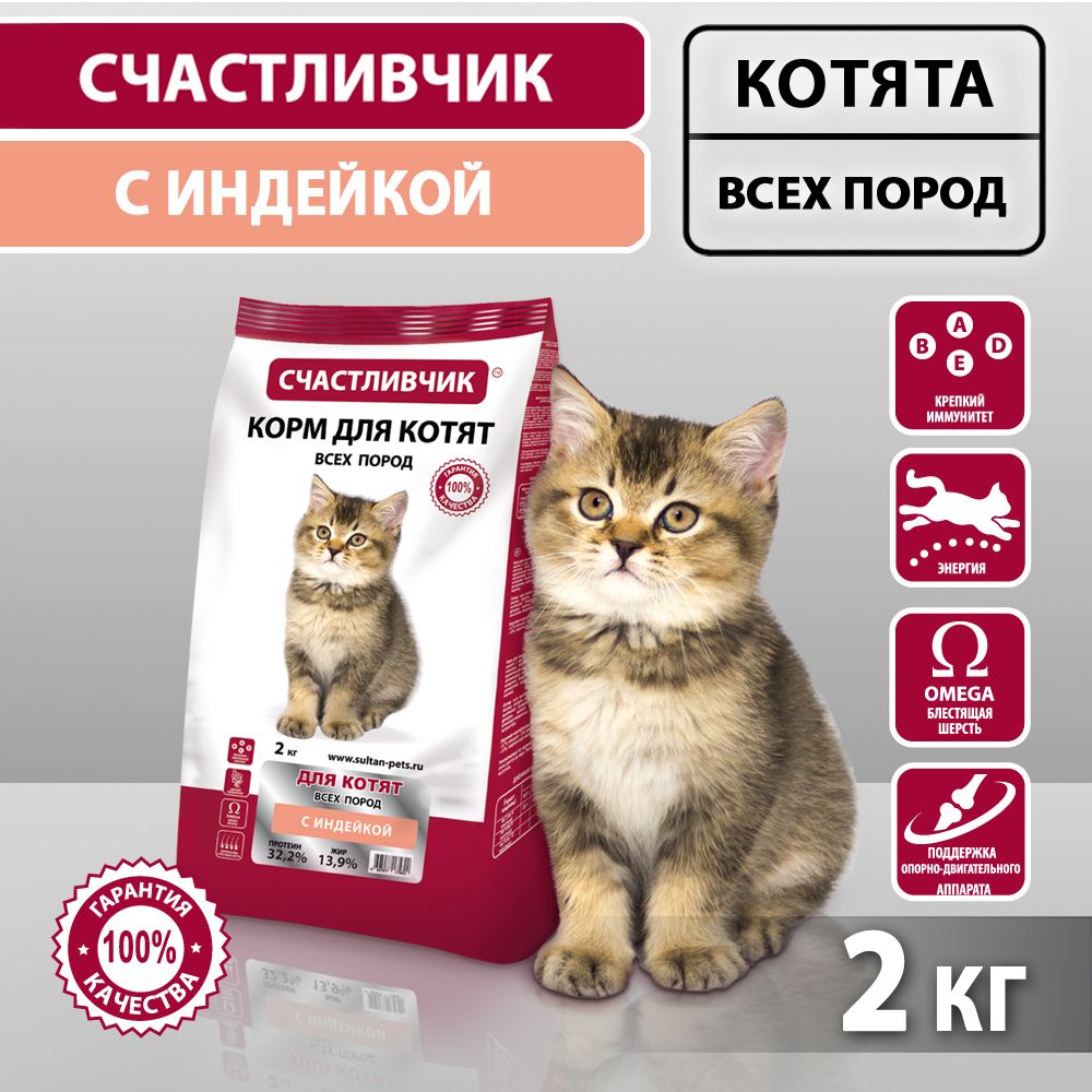 Корм для котят сухой с индейкой 2кг