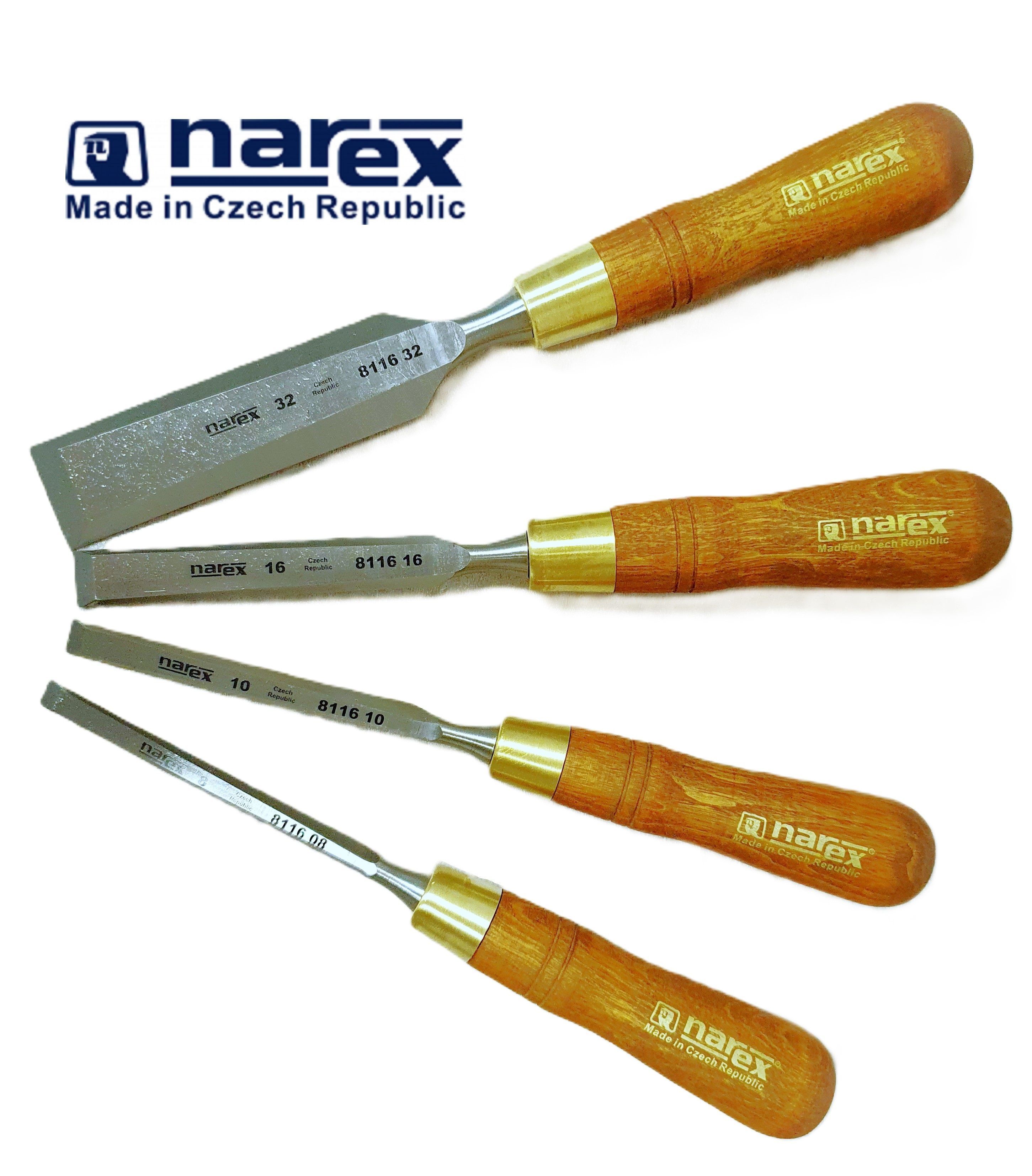 Набор из 4 плоских стамесок NAREX WOOD LINE PLUS 863202 (8,10,16,32мм)