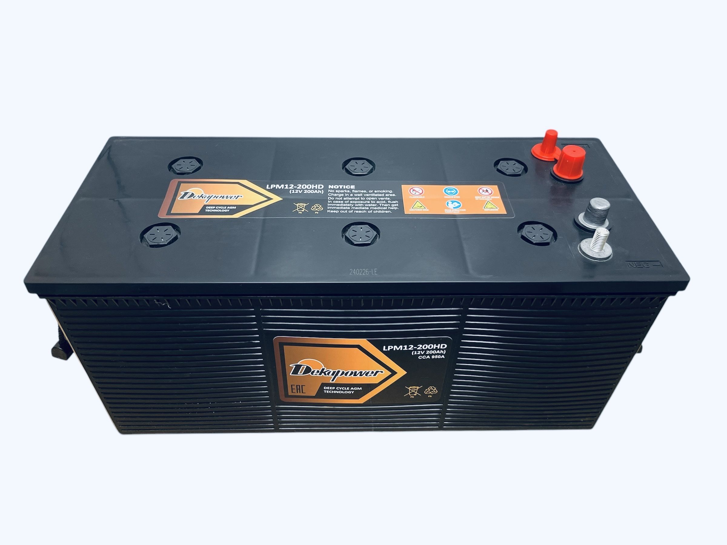 Морской тягово-стартовый аккумулятор DekaPower LPM12-200HD Ач (AGM) 200 Ач п.п. 950 A 527x214x244