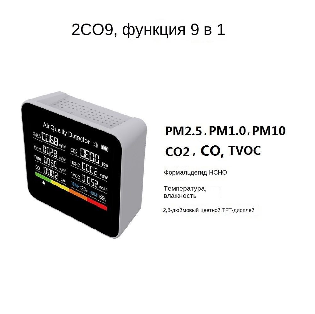 Многофункциональный датчик качества воздуха, который обнаруживает CO, CO2, TVOC, формальдегид, PM2.5