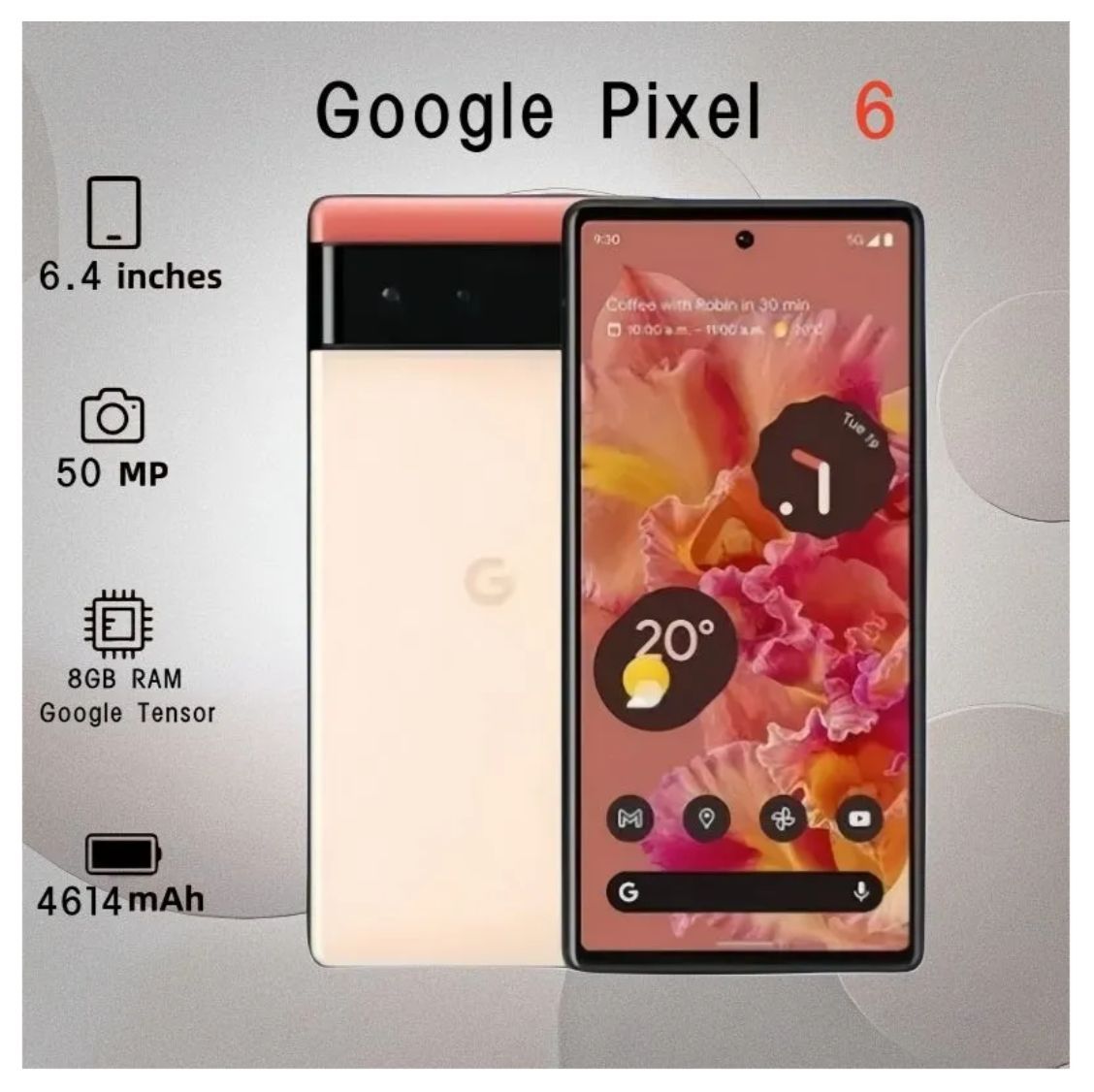 GoogleСмартфонGooglePixel6（Европейскаяверсия）8/256ГБ,светло-розовый