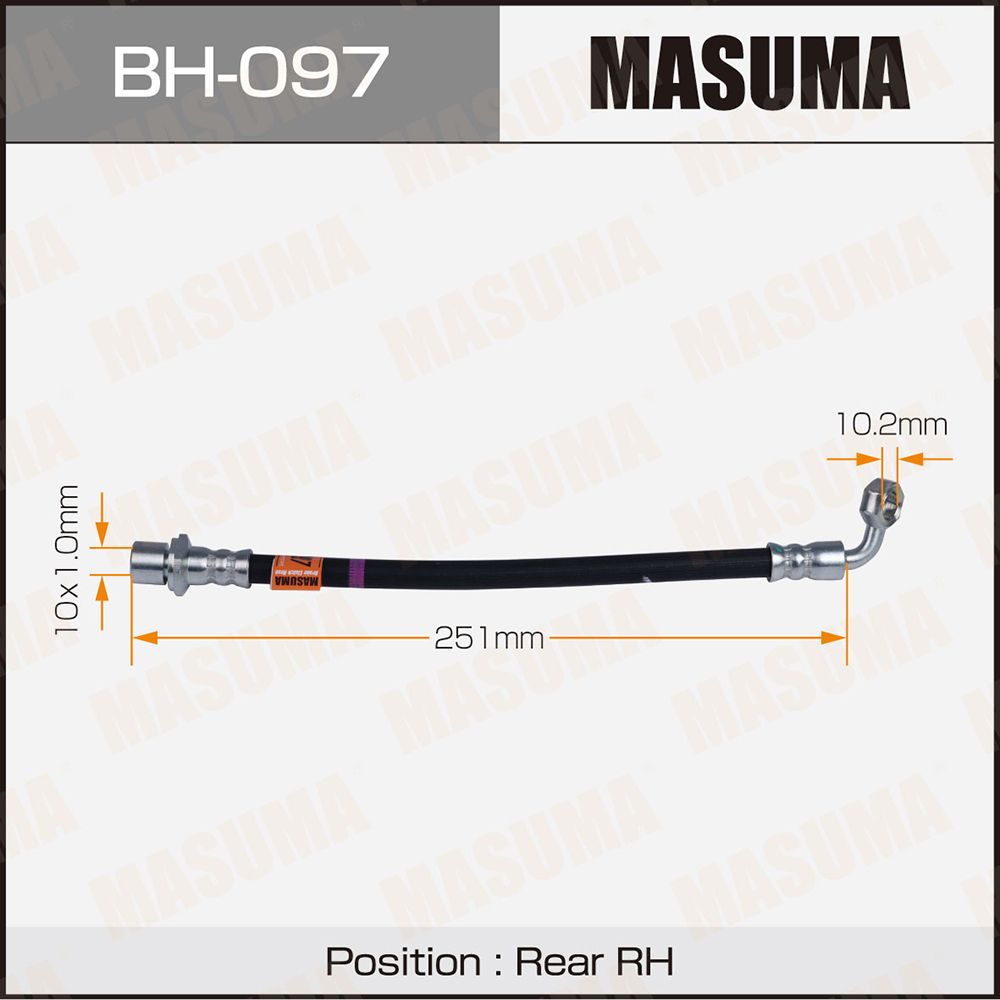 Шланг тормозной Toyota Land Cruiser 92-99, Prado 90-99 задний MASUMA правый MASUMA BH-097