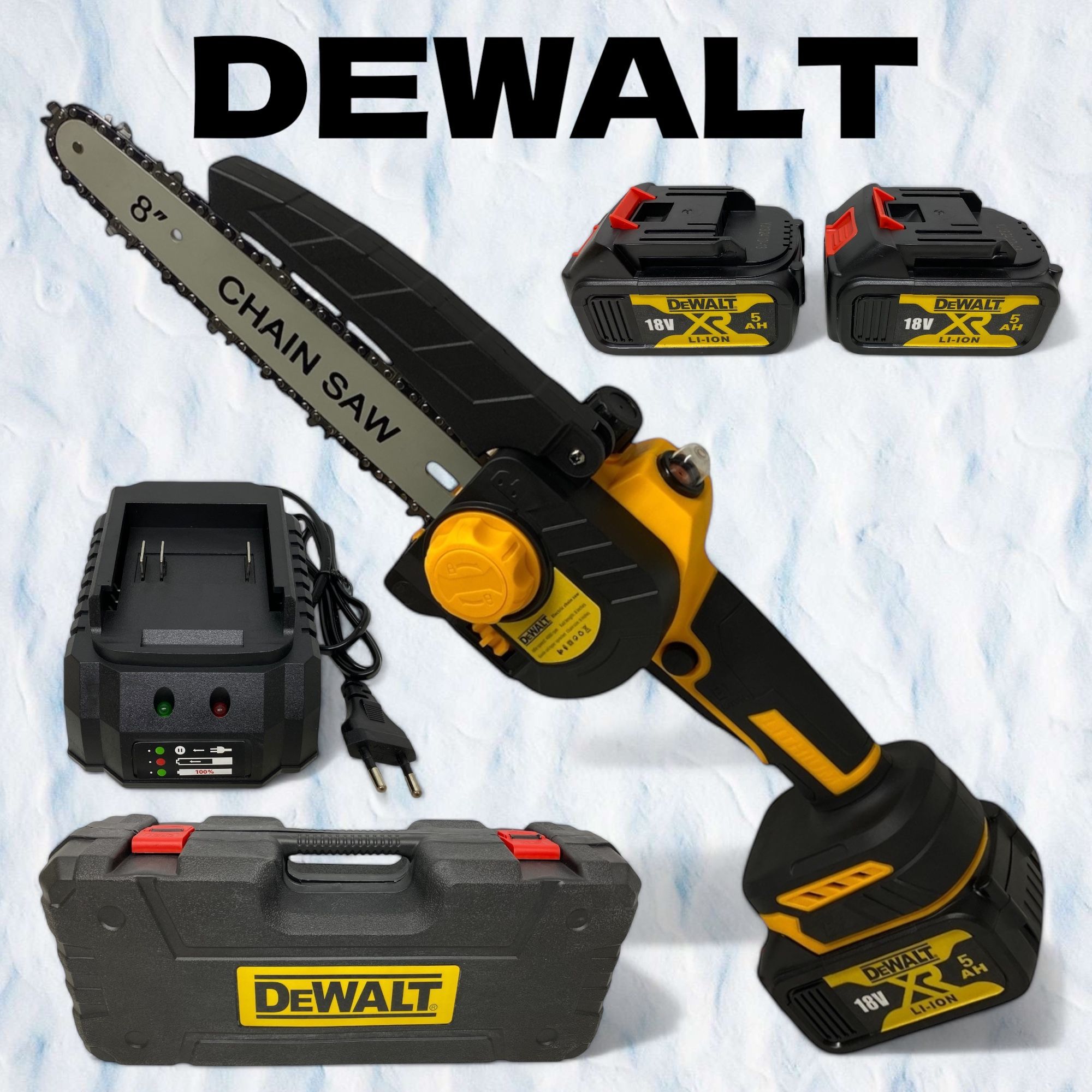 Цепная пила DEWALT 8 дюйма аккумуляторный бесщеточный 18 вольт 5 ампер