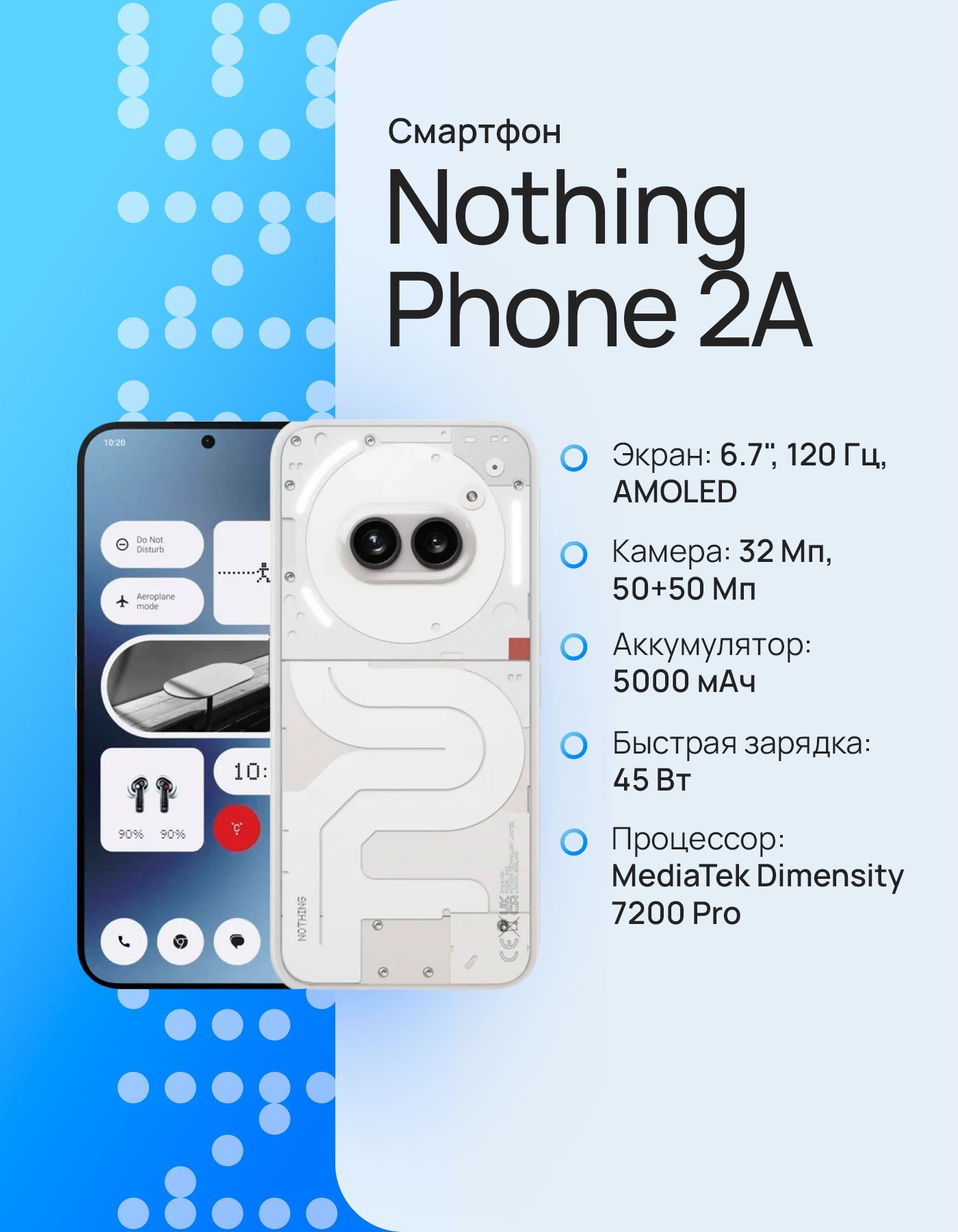 NothingСмартфонNothingphone2aGlobal12/256ГБ,белый